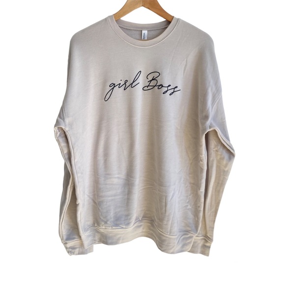 Bella Canvas Fleece Collection GIRL BOSS Crewneck Sweatshirt Sweater - Picture 1 of 5